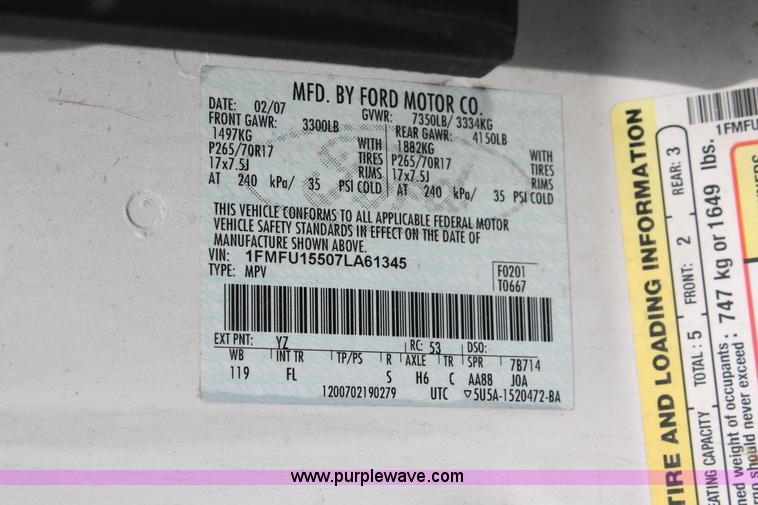 image for item D8219 2007 Ford Expedition XLT SUV