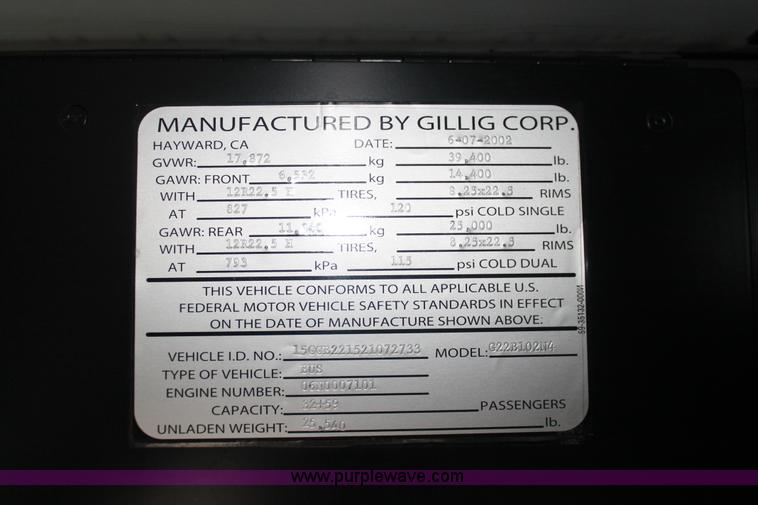 image for item D8279 2002 Gillig G22B102N4 transit bus