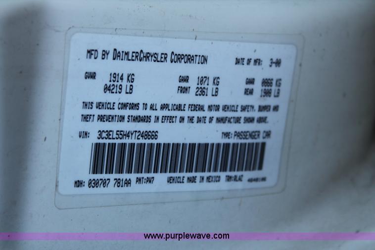 image for item D8325 2000 Chrysler Sebring JXi convertible