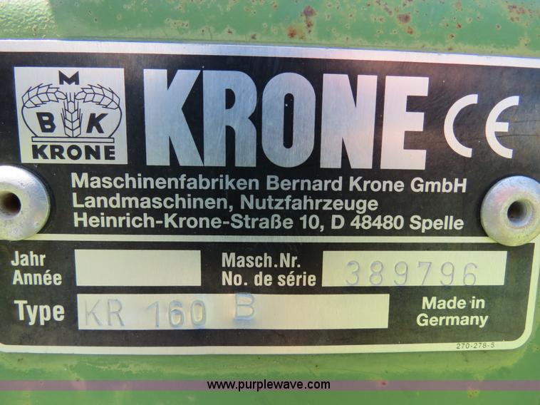 image for item B4772 1997 Krone KR160B round baler