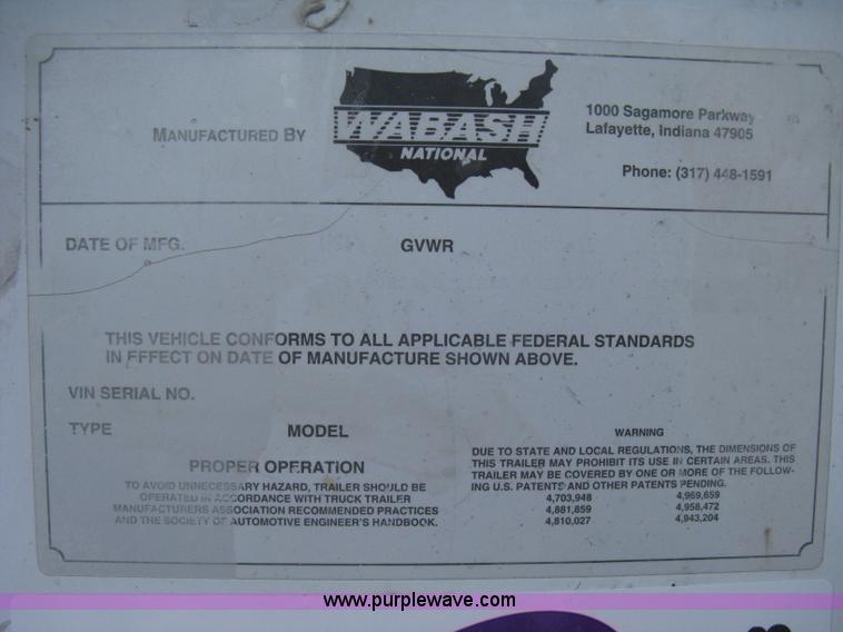 image for item D8288 1995 Wabash 28' dry van trailer