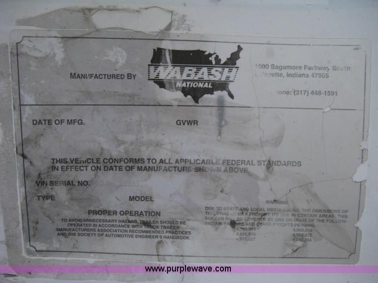 image for item D8290 1995 Wabash 28' dry van trailer