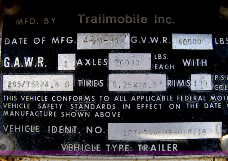 image for item D8292 1995 Trailmobile 28' dry van trailer