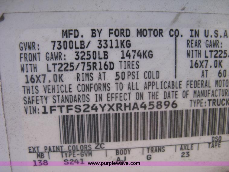 image for item D8329 1994 Ford Econoline E250 van