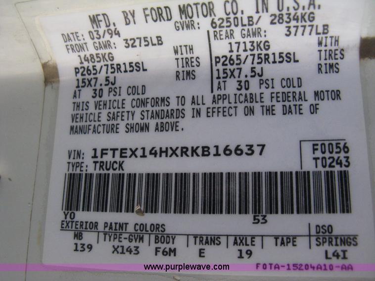 image for item E3455 1994 Ford F150 XLT SuperCab pickup truck