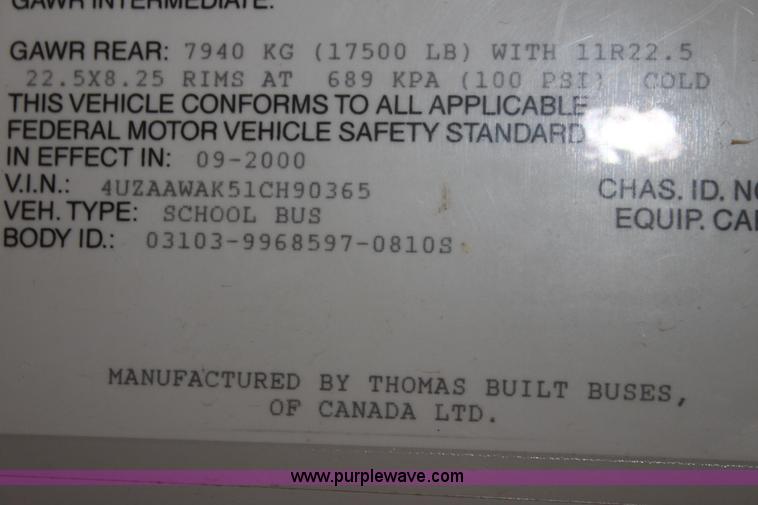 image for item E8490 2001 Freightliner FS65 Thomas Built school bus