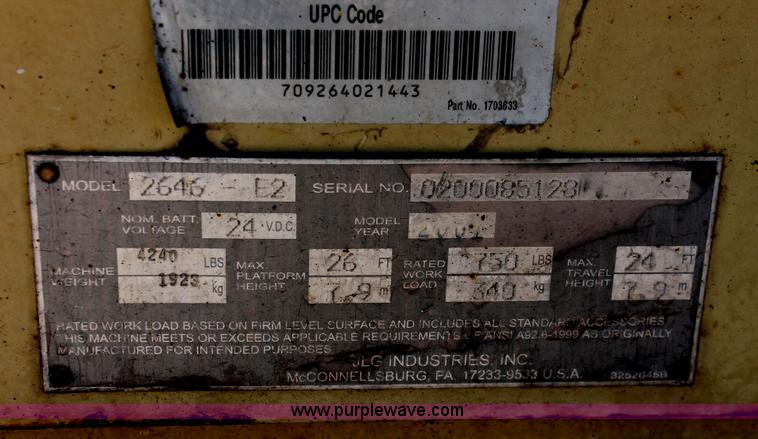 image for item H3553 2001 JLG 2646E2 scissor lift