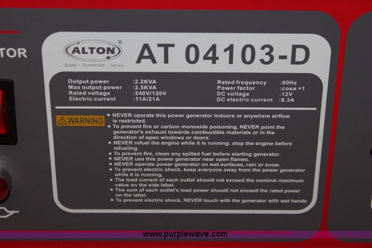 image for item H3663 Alton AT04103-D portable generator