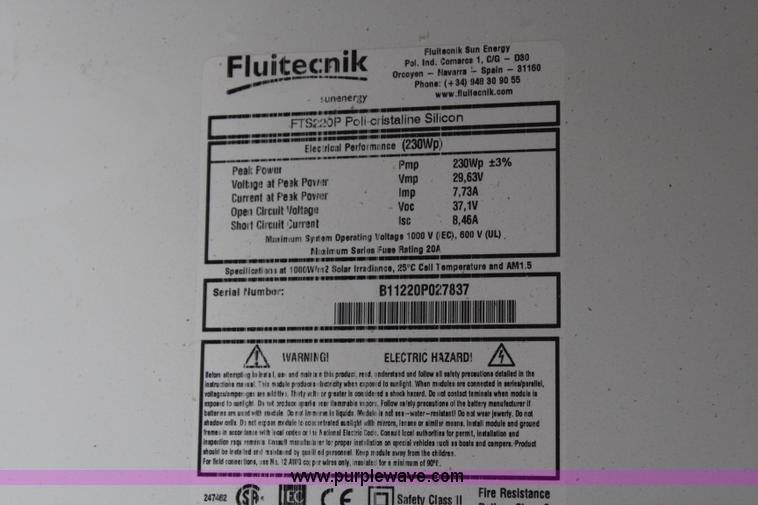 image for item X9490 (10) Fluitecnik 230 watt solar panels