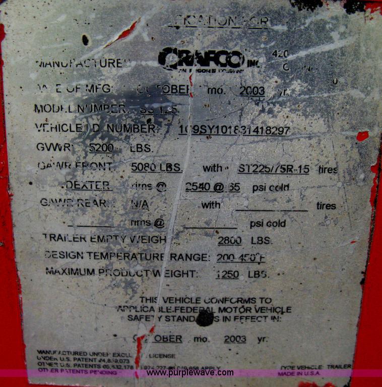 image for item E3400 2003 Crafco SS125 hot melter applicator