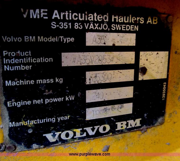 image for item F5012 1995 Volvo A35 haul truck