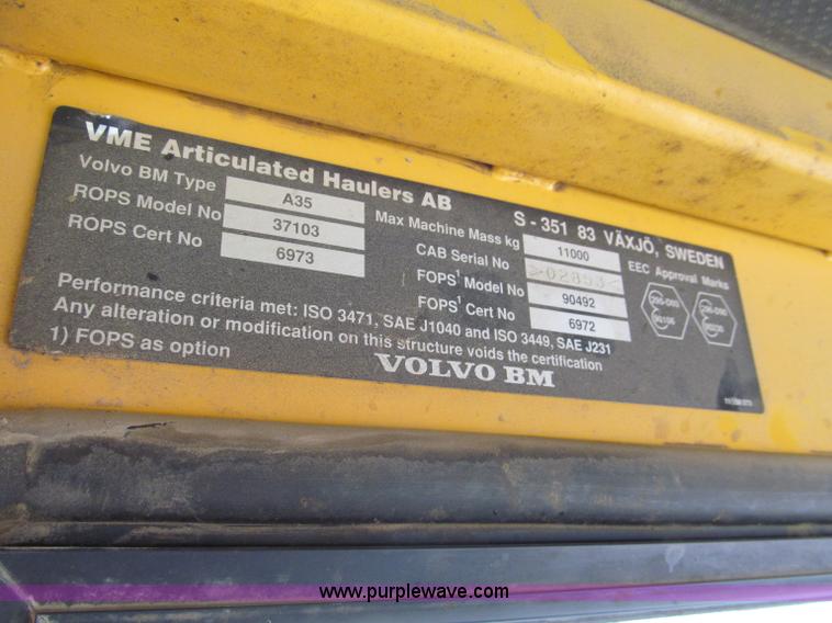 image for item F5012 1995 Volvo A35 haul truck