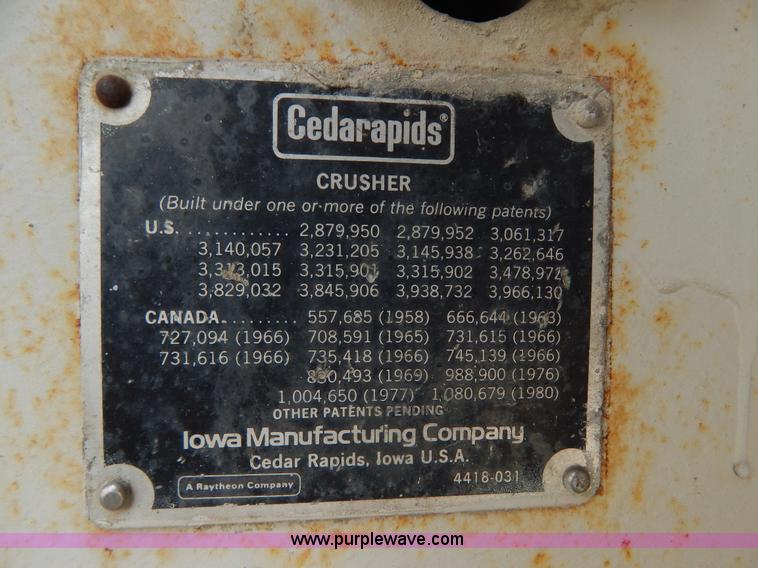 image for item G3197 Cedarapids portable roller bearing jaw rock crusher