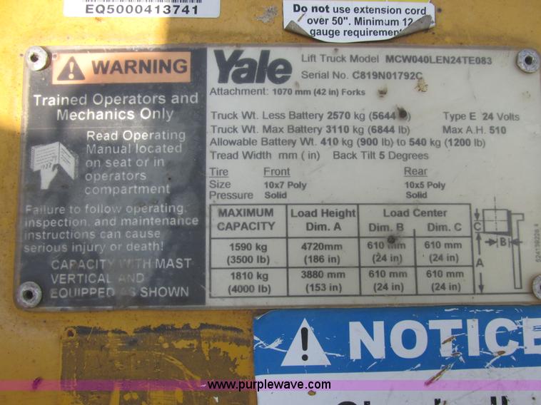 image for item AB9364 2005 Yale electric forklift