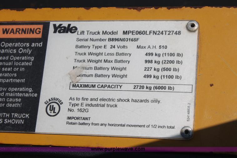 image for item H3517 2008 Yale MPE-060 electric pallet jack