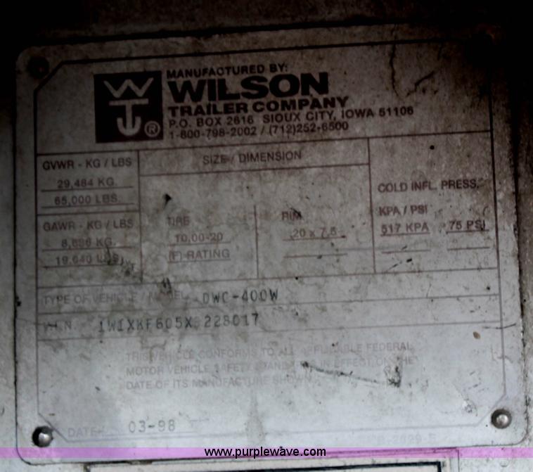 image for item G5209 1999 Wilson Pace Setter with Keith walking floor unloading system