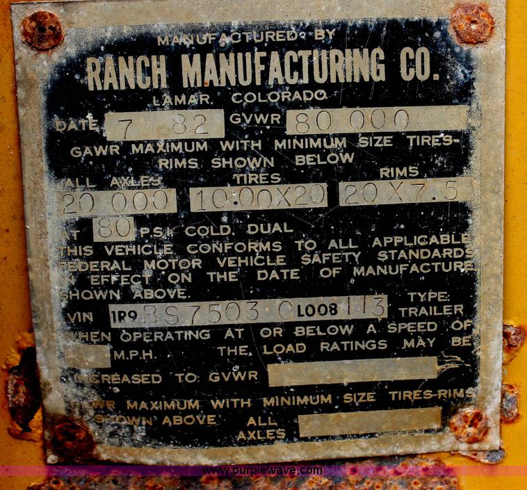 image for item G5248 1982 Ranch 27' belly dump trailer