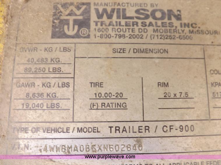 image for item H7021 1999 Wilson CF900 53' trailer