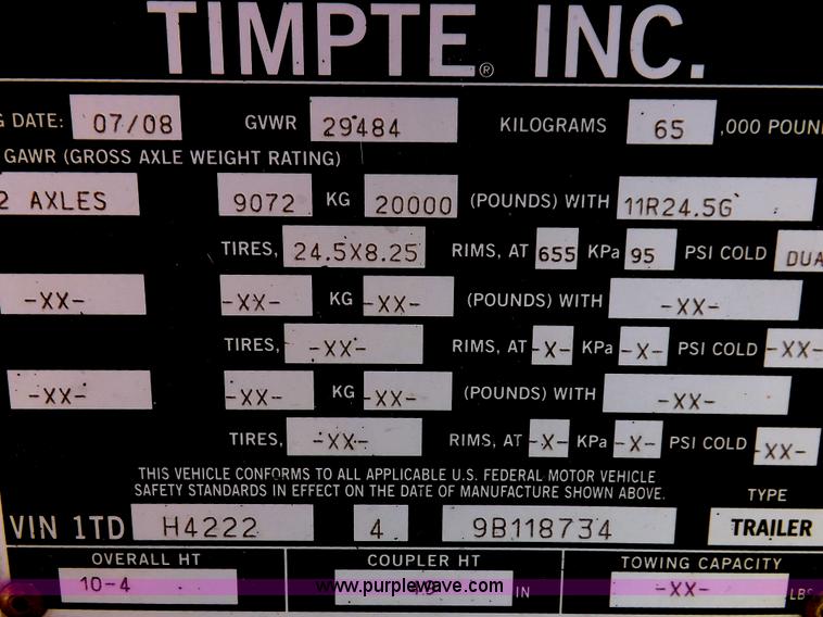 image for item H7077 2009 Timpte Super Hopper grain trailer