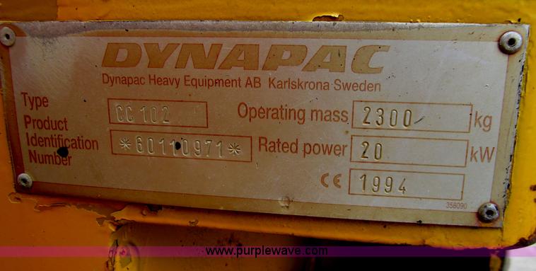 image for item D7372 1994 Dynapac CC102 Series 10 smooth drum vibratory roller