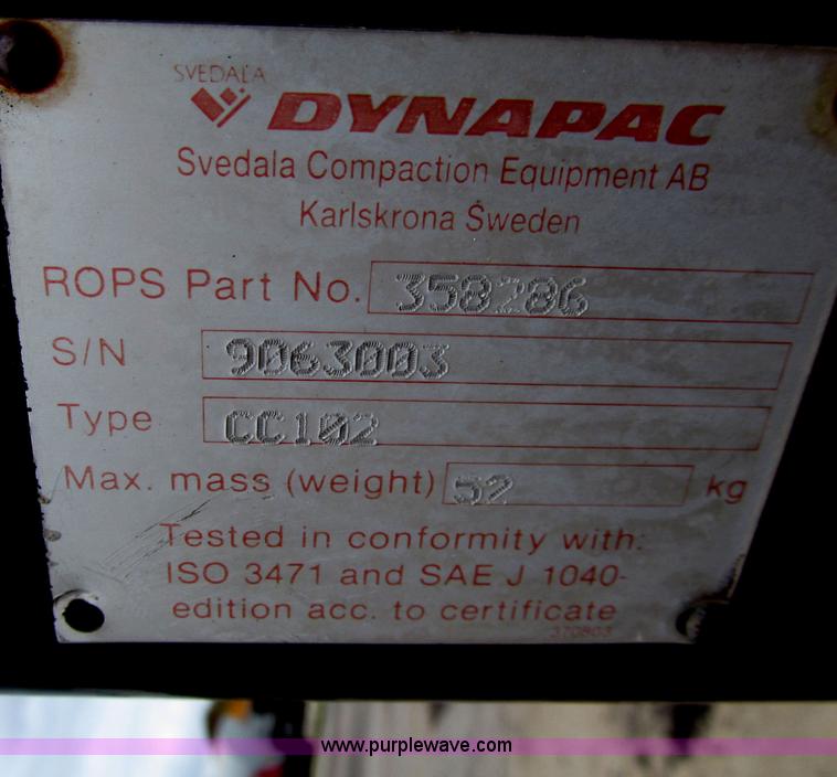 image for item D7373 2000 Dynapac CC102 Series 10 smooth drum vibratory roller