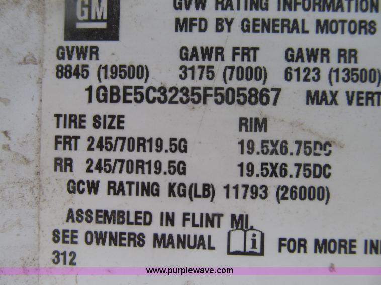 image for item D7385 2005 Chevrolet C5500 service truck