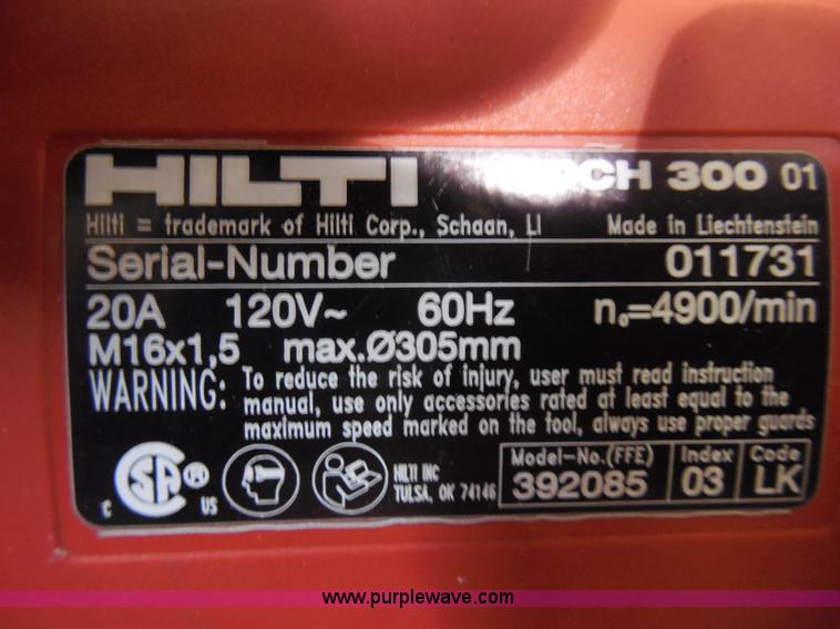 image for item AD9274 Hilti DCH-EX300 electric concrete saw