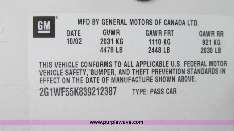 image for item E3959 2003 Chevrolet Impala