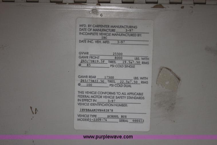 image for item F8608 1997 International 3800 school bus