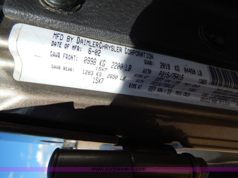 image for item G3219 2002 Jeep Wrangler X SUV