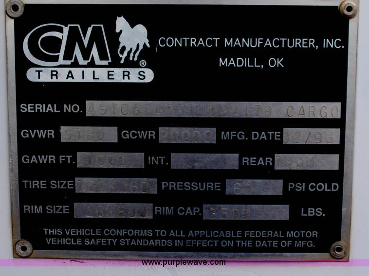 image for item G5087 1996 CM 24' enclosed gooseneck trailer