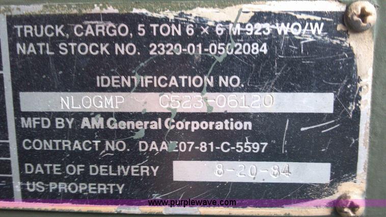 image for item H3173 1984 Am General M923 military truck