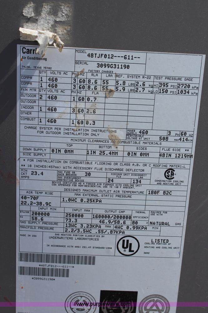 image for item X9343 Carrier air conditioning unit