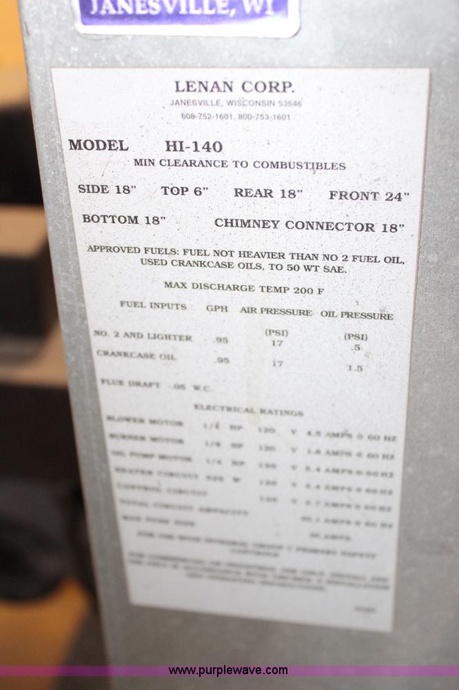 image for item X9419 Lanair waste oil heater