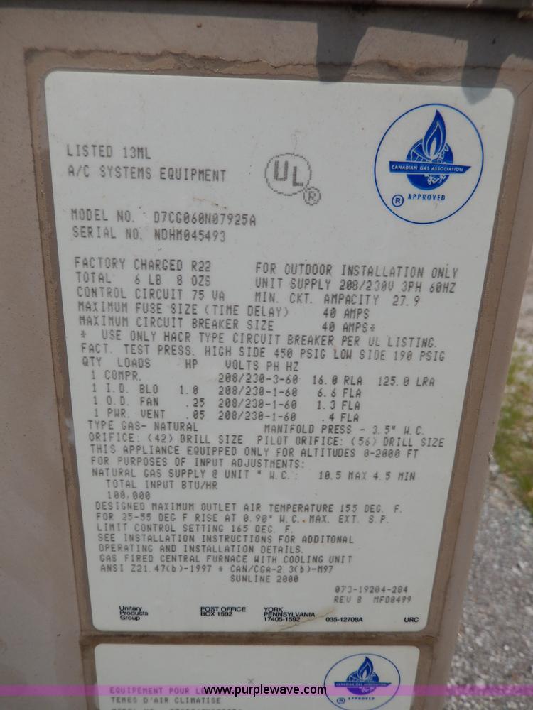 image for item AA9315 York AC/heat unit