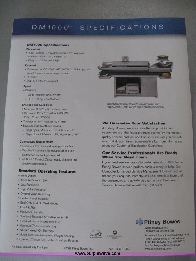 image for item AH9067 Pitney Bowes DM1000 mailing system