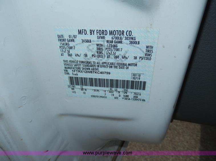 image for item D8110 2007 Ford F150 XL SuperCab pickup truck