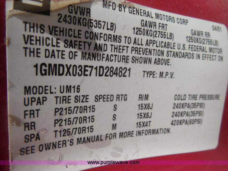 image for item D8385 2001 Pontiac Montana minivan