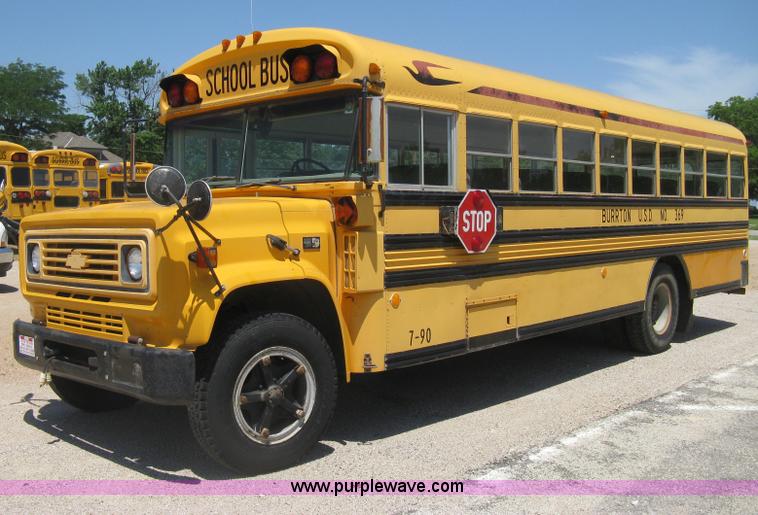 image for item D8386 1990 Chevrolet 60 Blue Bird school bus