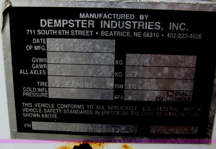 image for item E5530 1998 Alley Cat 18' recycling trailer