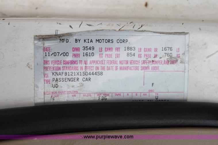 image for item G5186 2001 Kia Sephia