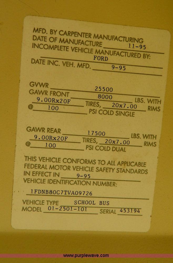 image for item G7679 1996 Ford carpenter bus