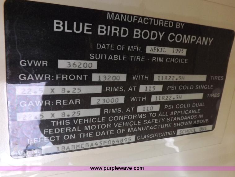 image for item H7122 1995 Blue Bird school bus