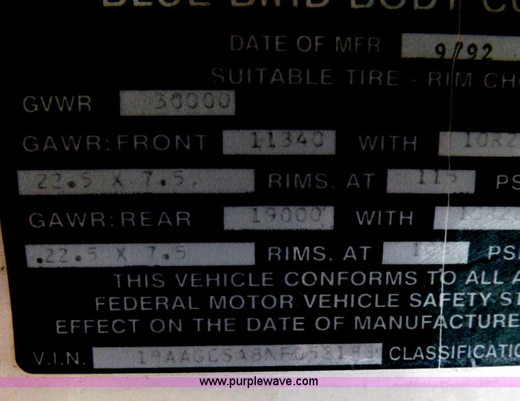 image for item H7123 1992 Blue Bird school bus