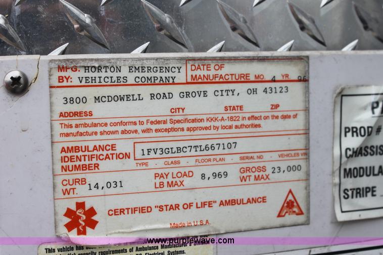 image for item H7456 1996 Freightliner FL60 emergency vehicle