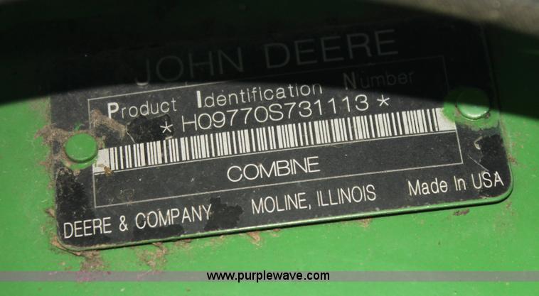image for item H7446 2009 John Deere 9770 STS RWA combine