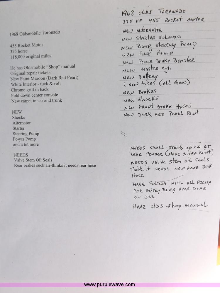 image for item F8724 1968 Oldsmobile Toronado