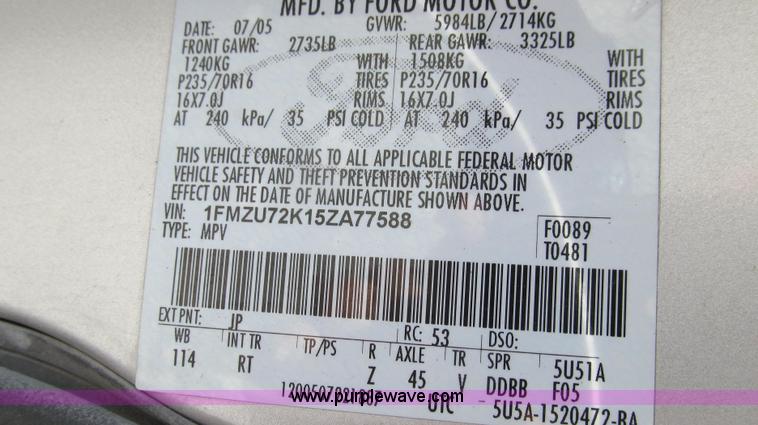 image for item G2007 2005 Ford Explorer XLS SUV