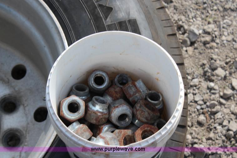 image for item X9256 (4) 385/65R22.5 tires and aluminum wheels