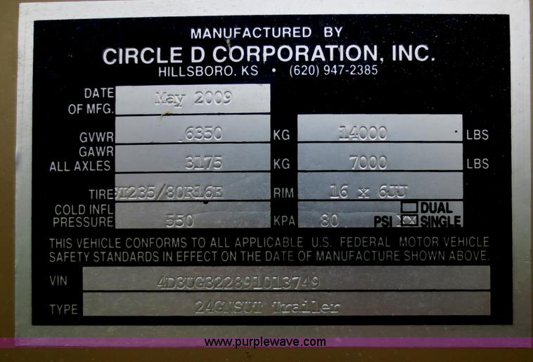 image for item B8146 2009 Circle D multi-purpose gooseneck flatbed trailer